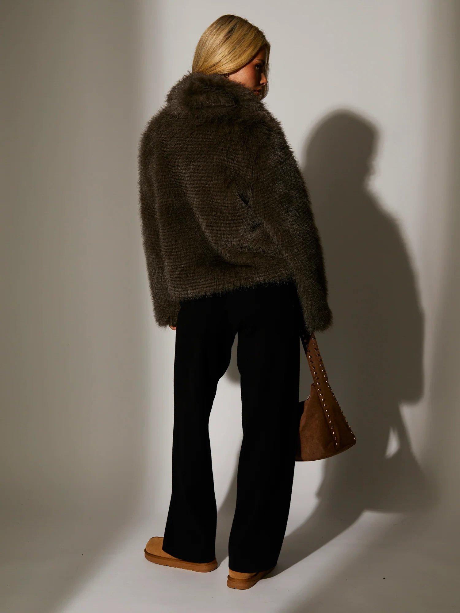 Marlow Faux Fur Jacket in Charcoal - Image 6
