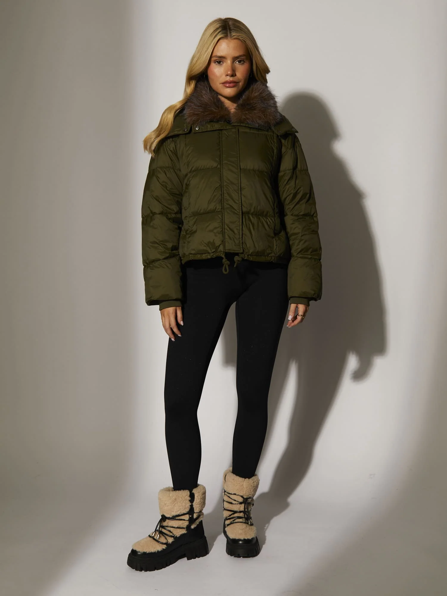Huddle Padded Jacket in Khaki - Image 2