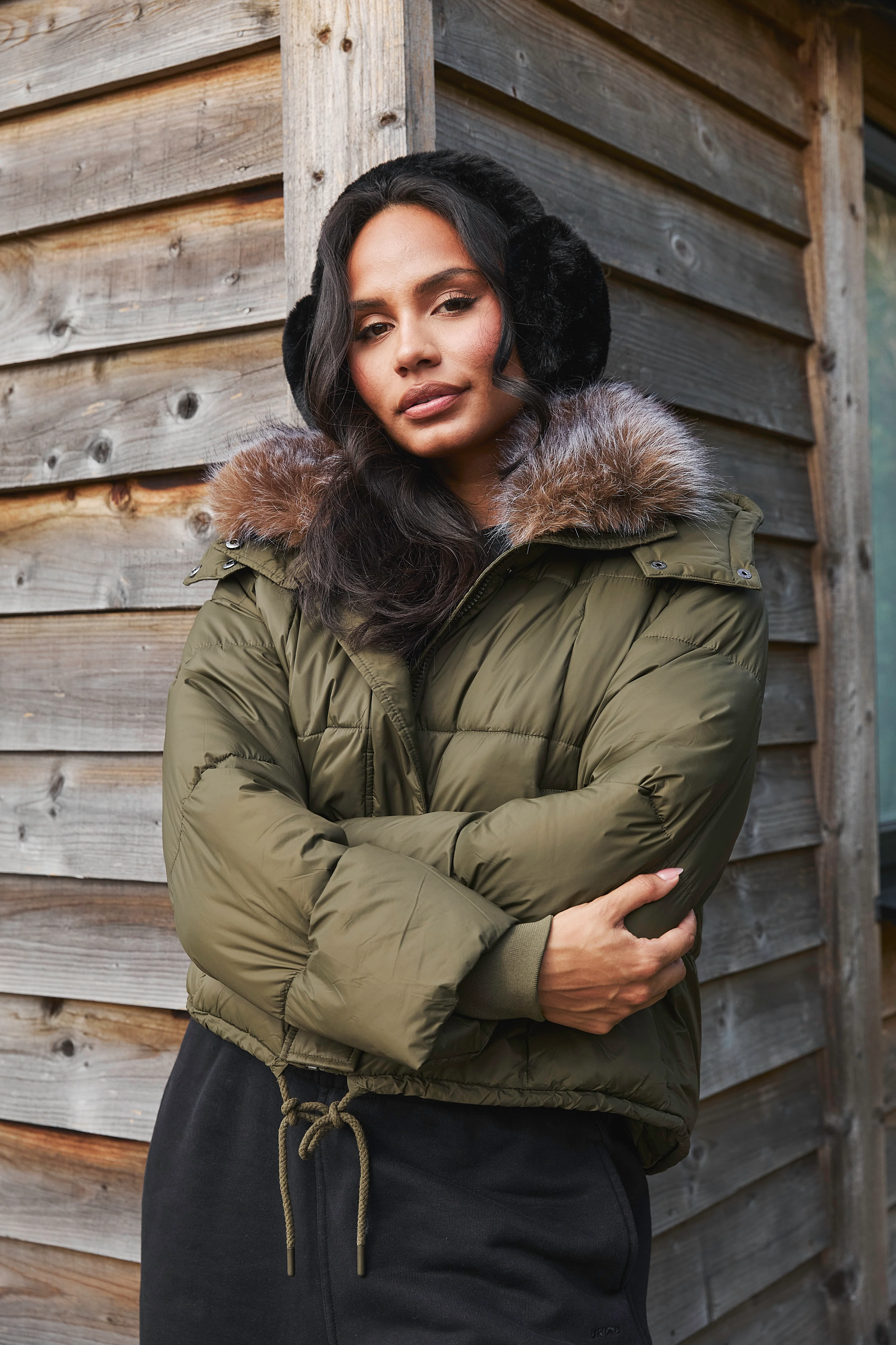 Huddle Padded Jacket in Khaki - Image 6