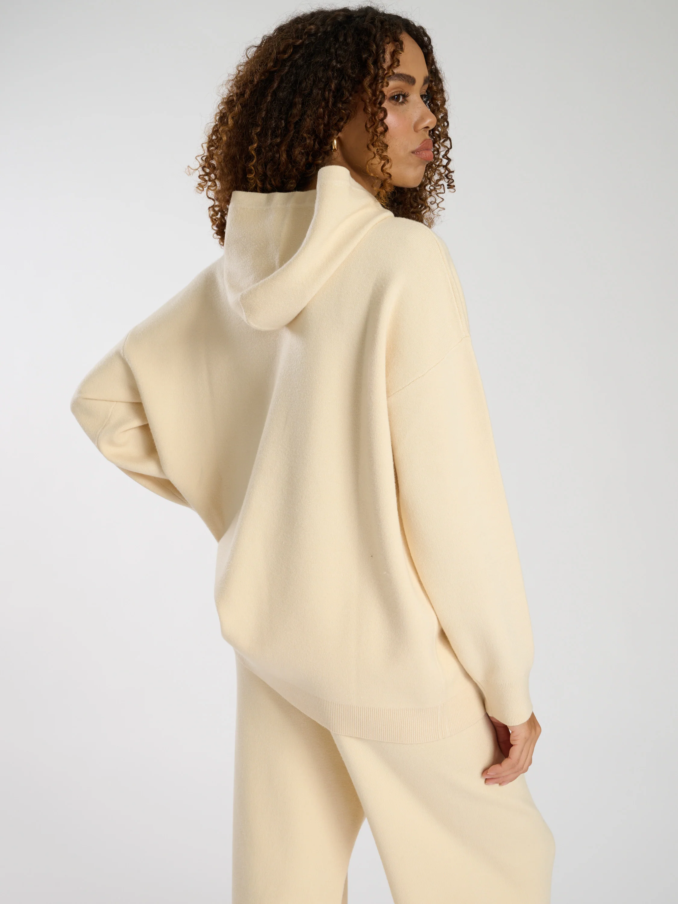 Hunker Down Knitted Hoodie in Butter - Image 2