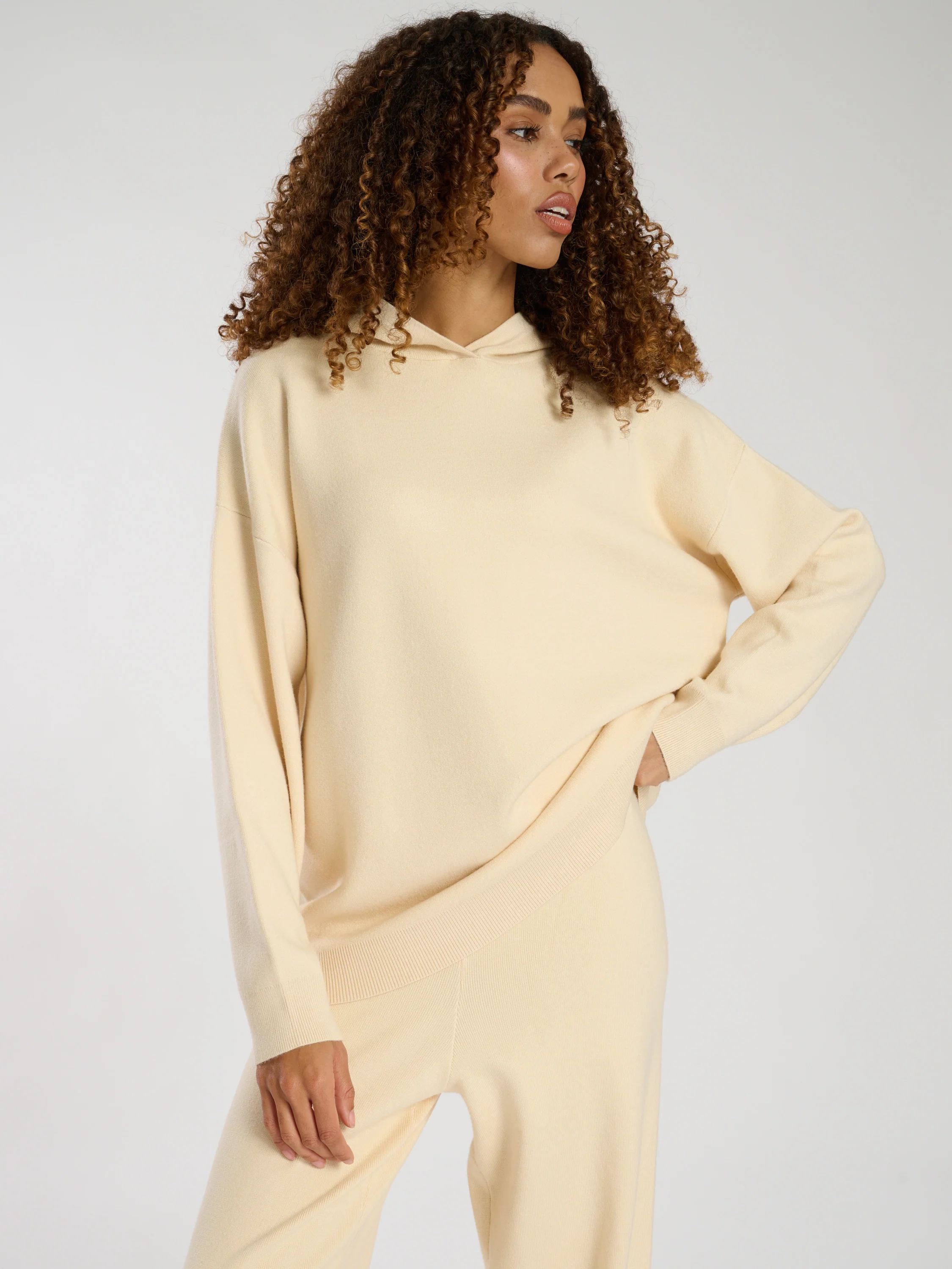 Hunker Down Knitted Hoodie in Butter - Image 4