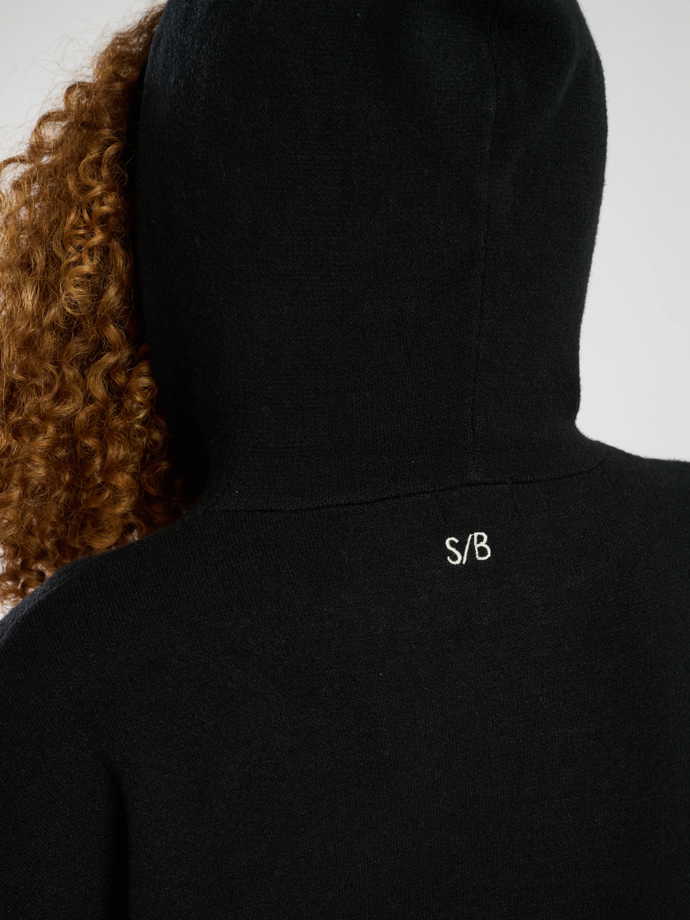 Hunker Down Knitted Hoodie in Black - Image 4