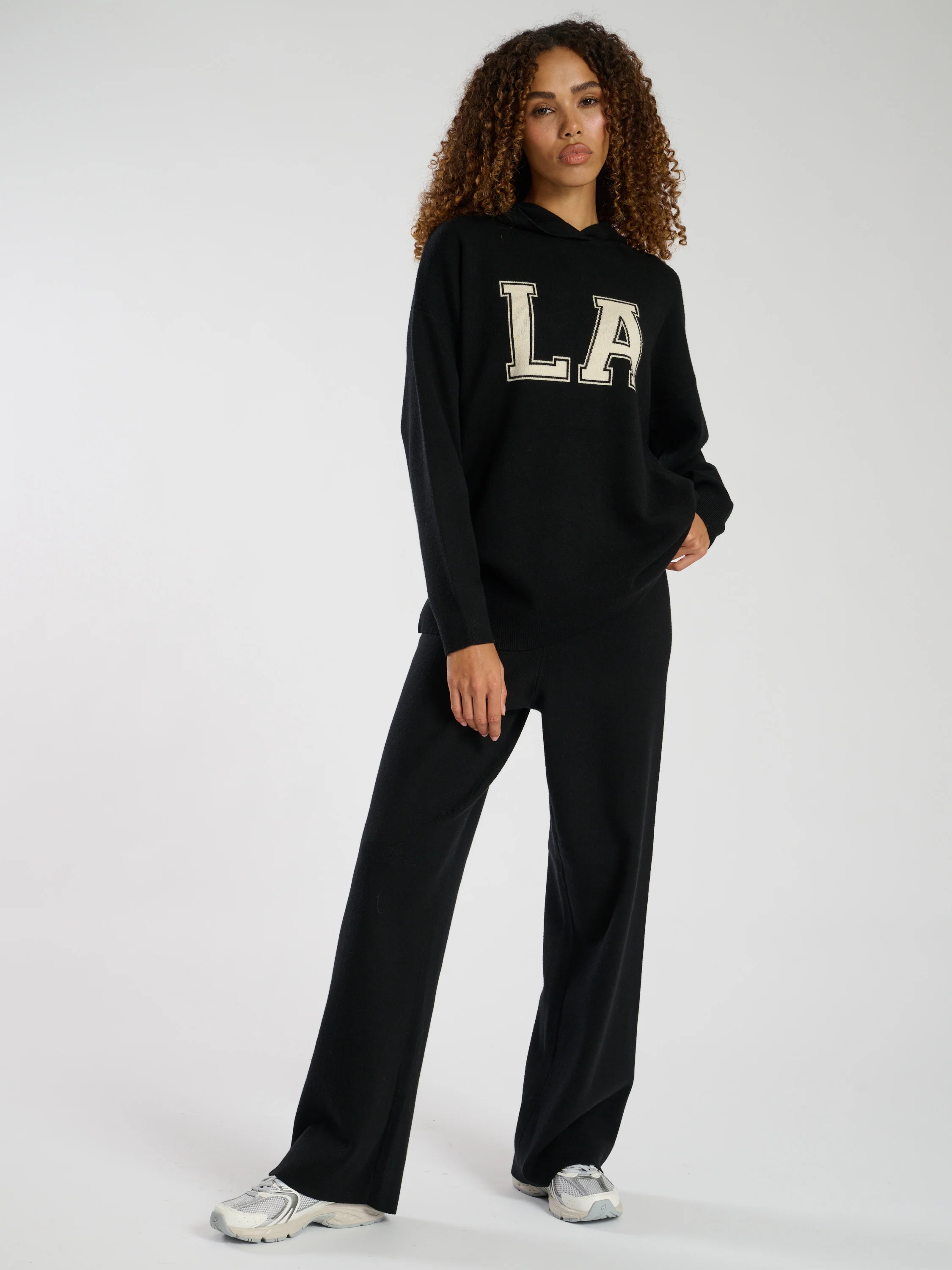 Hunker Down Knitted Hoodie in Black - Image 6