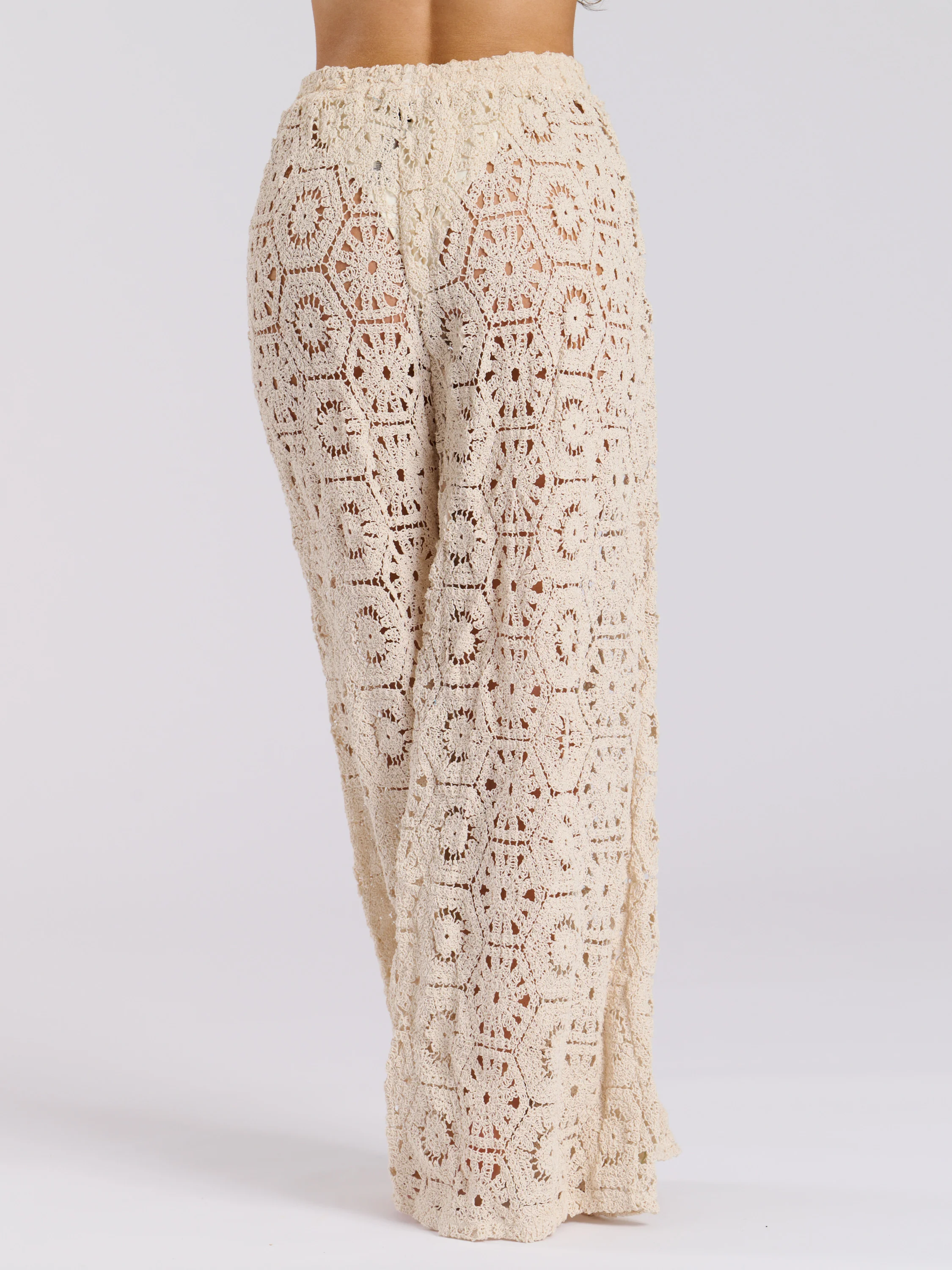 Laze Beach Trousers in Vanilla Crochet - Image 4
