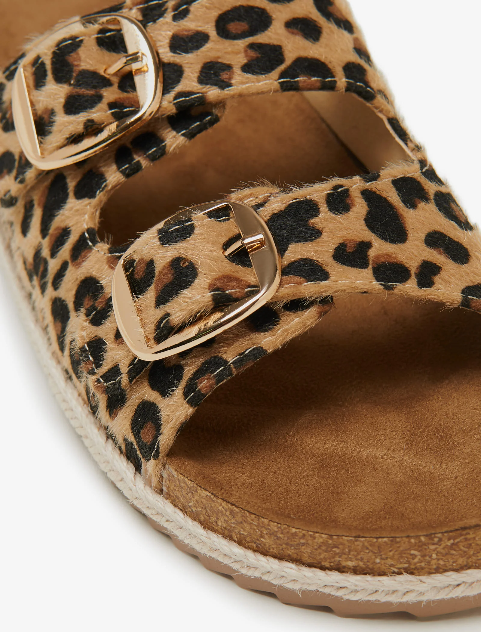 Leopard Double Buckle Espadrille Sandals - Image 3