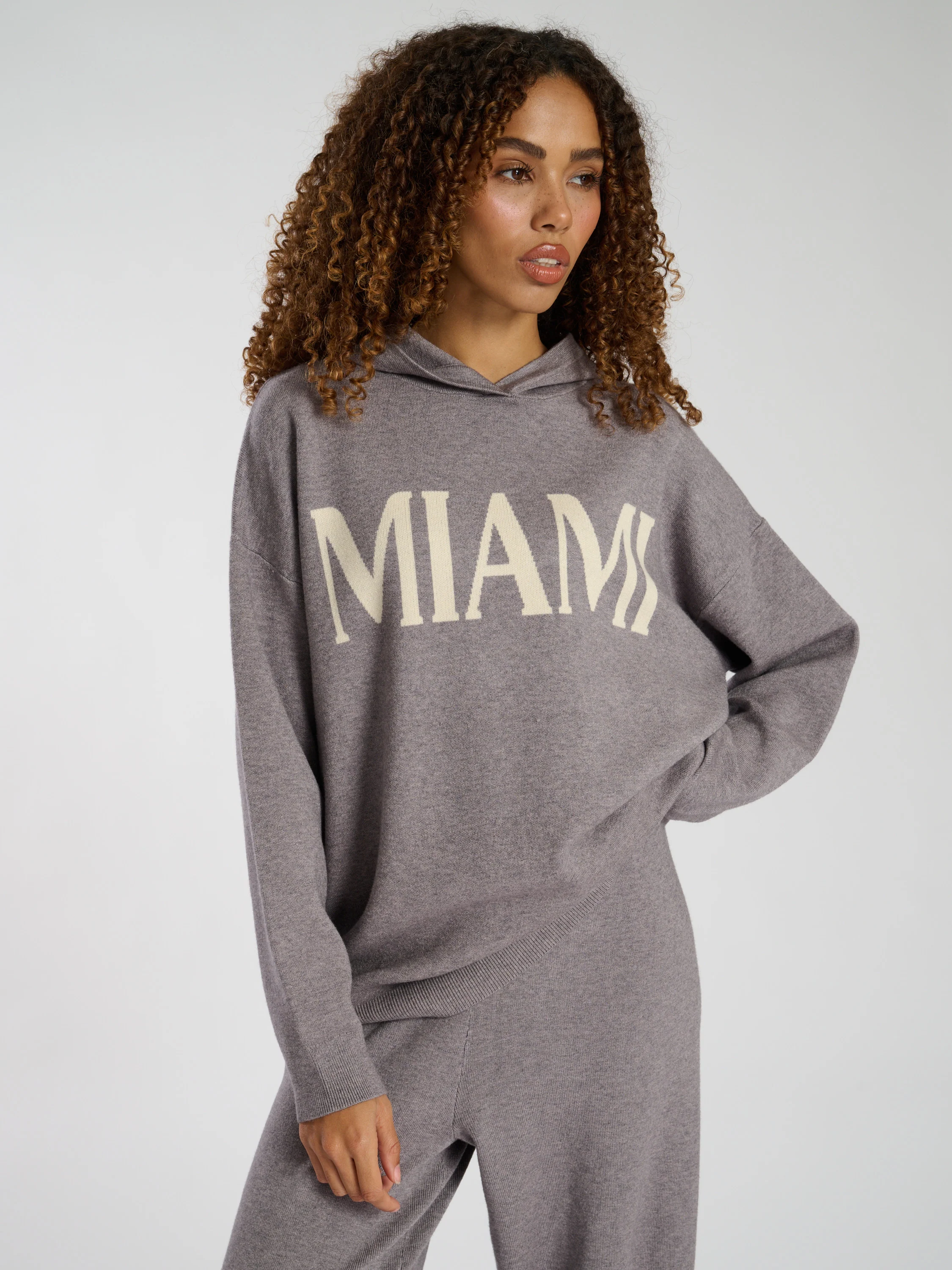 Hunker Down Knitted Hoodie in Grey - Image 2