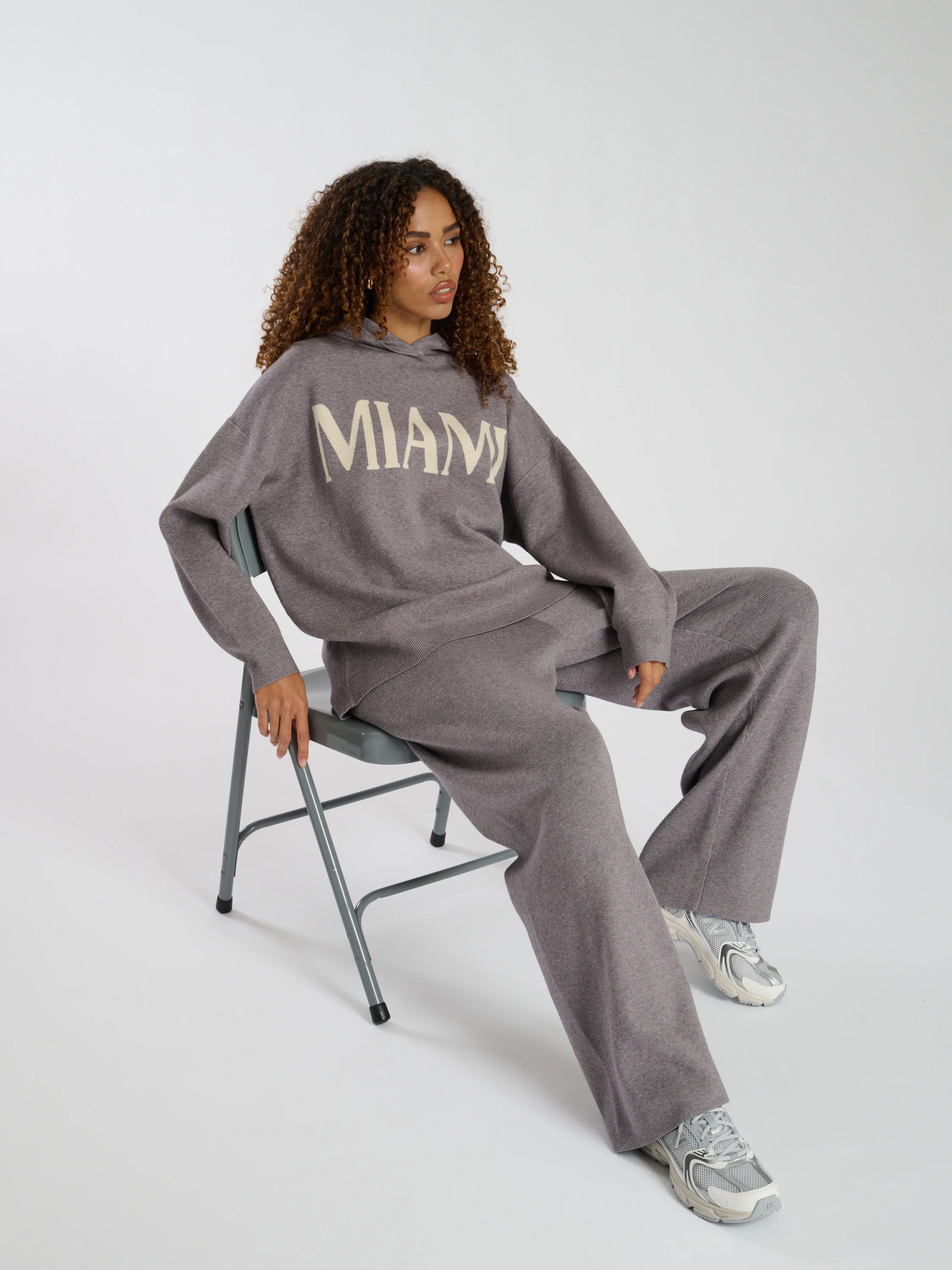 Hunker Down Knitted Hoodie in Grey - Image 3