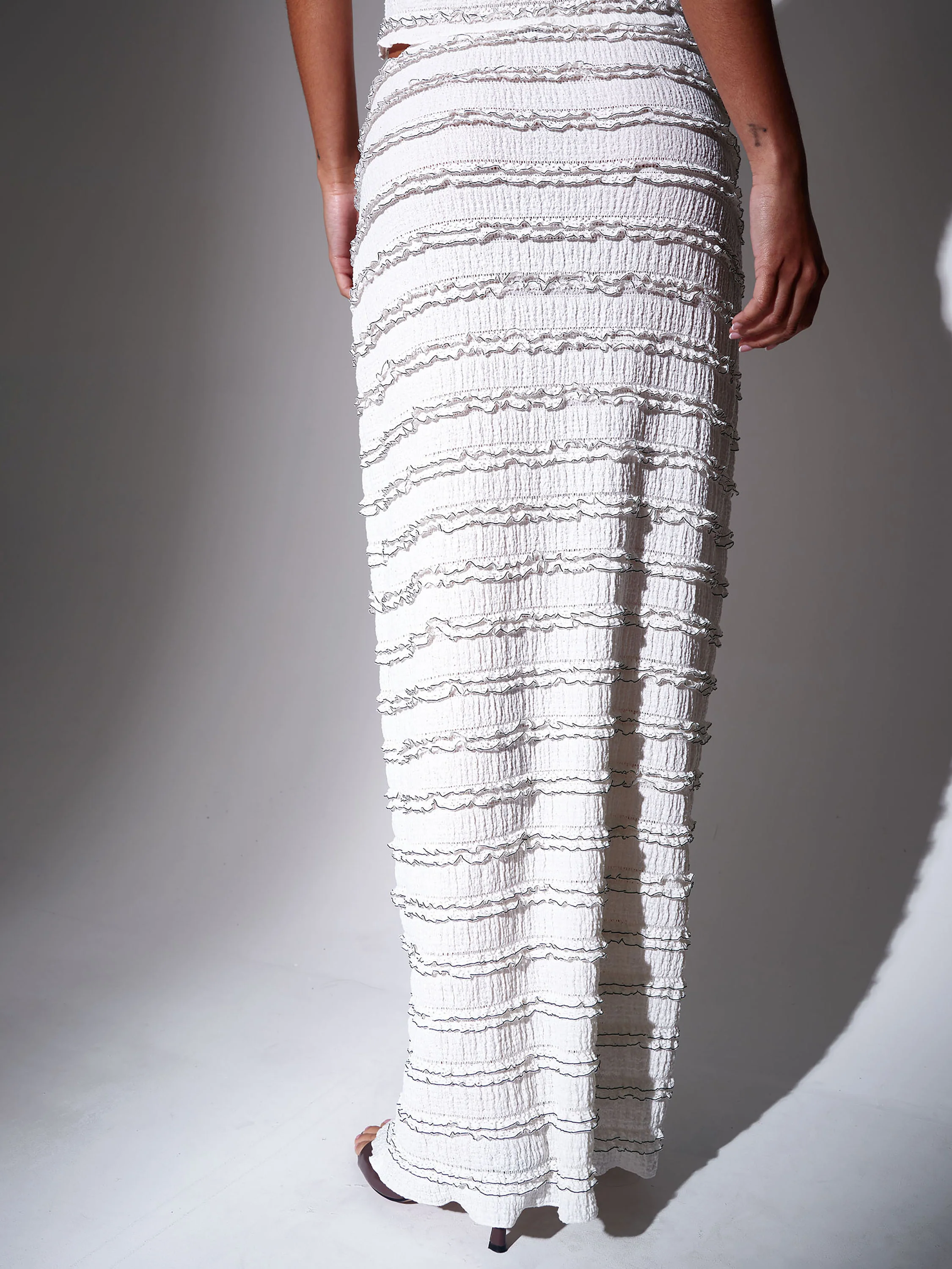 Bondi Textured Maxi Skirt in Monochrome - Image 4