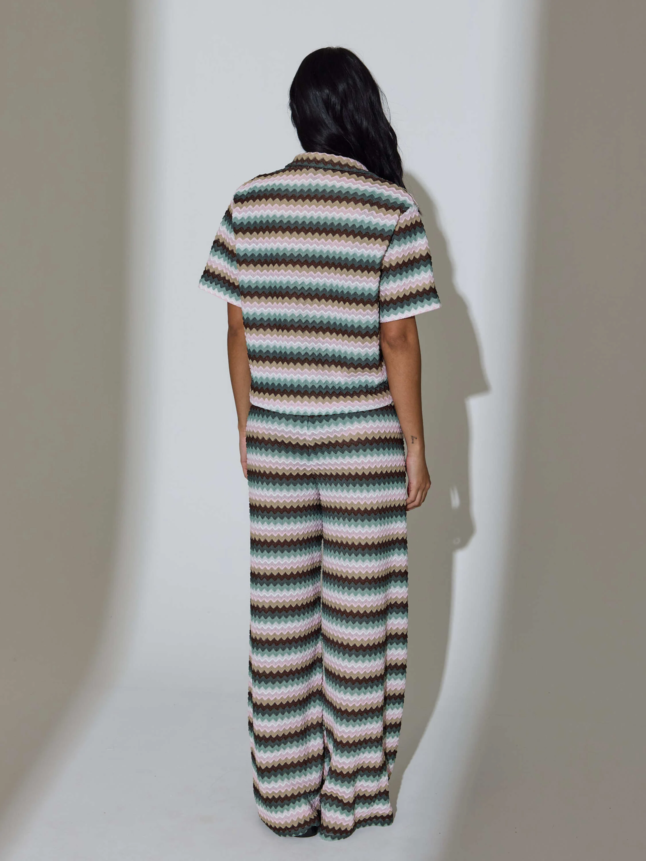 Laze Crochet Trousers in Multi Stripe - Image 4