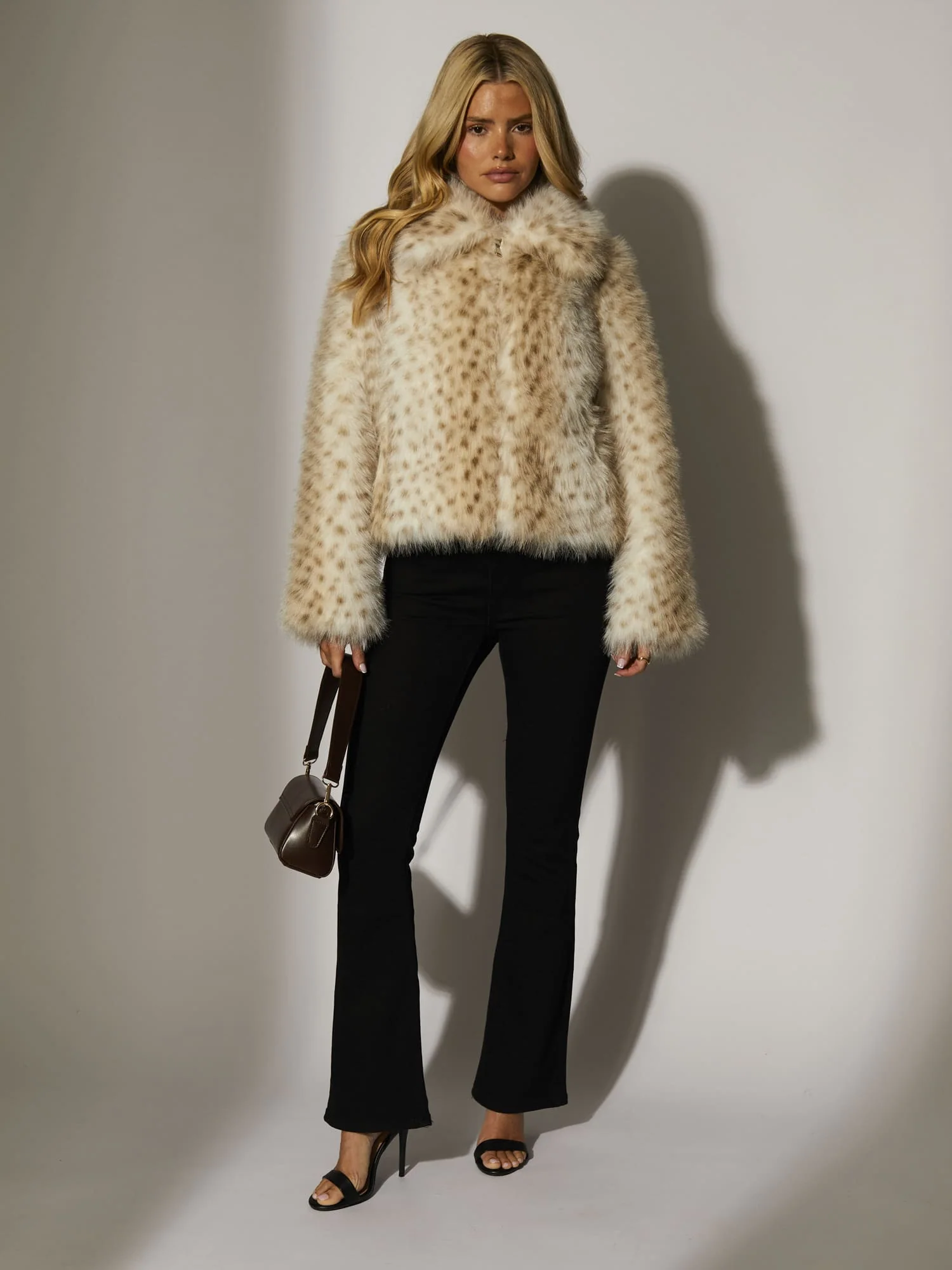 Bambi Faux Fur Jacket in Beige - Image 4