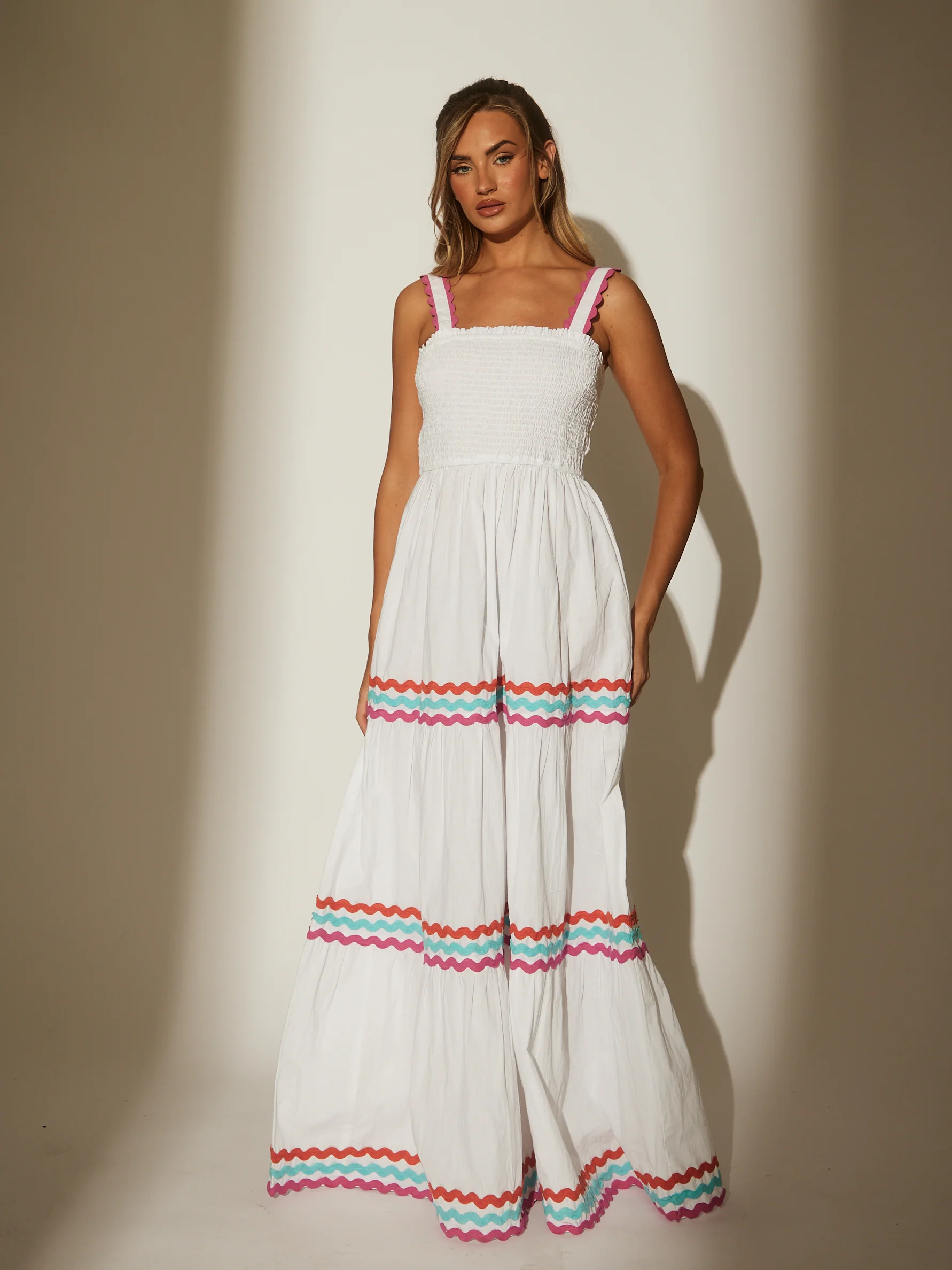 Ric Rac Maxi Dress in White - Image 2