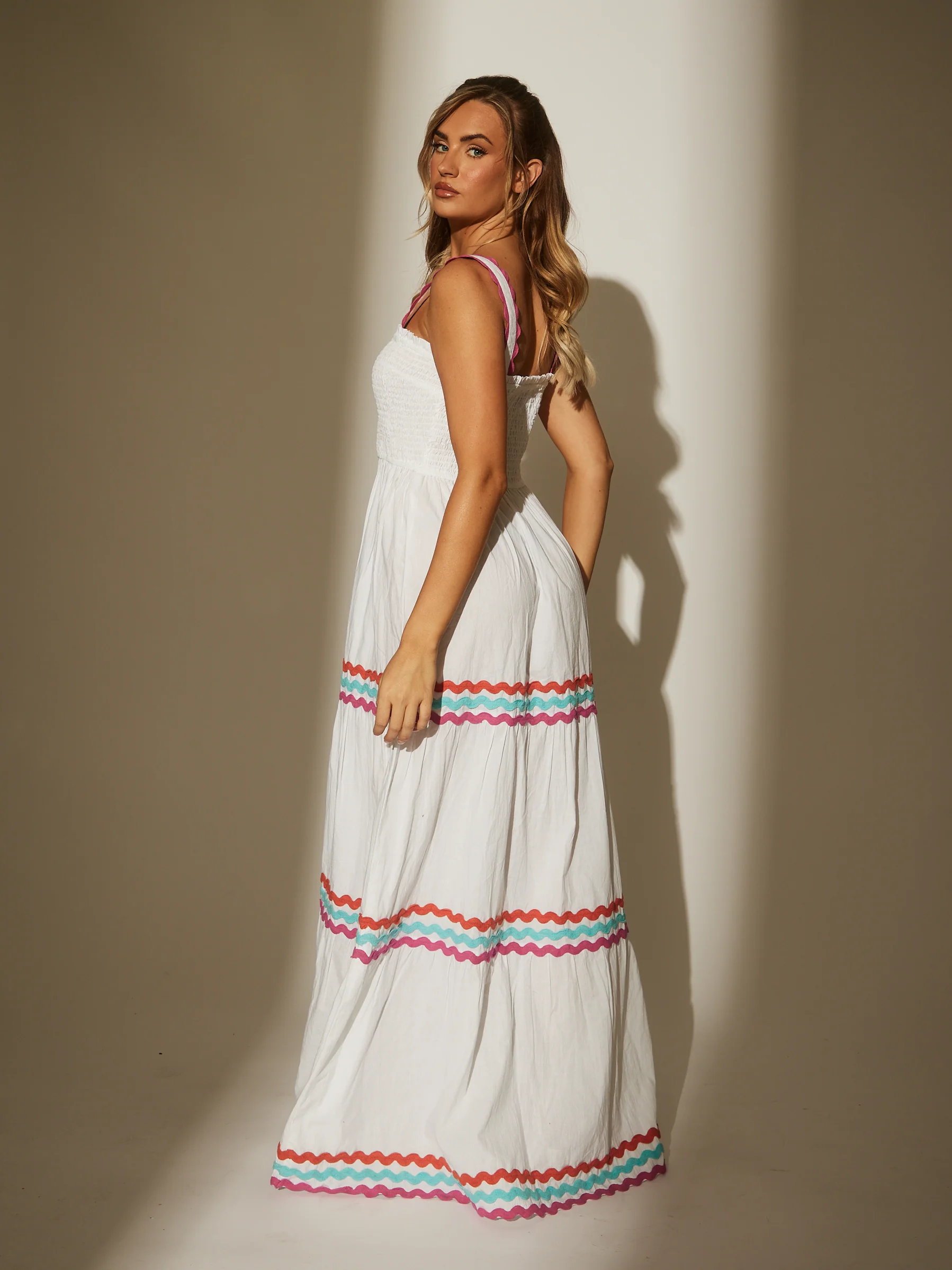 Ric Rac Maxi Dress in White - Image 5
