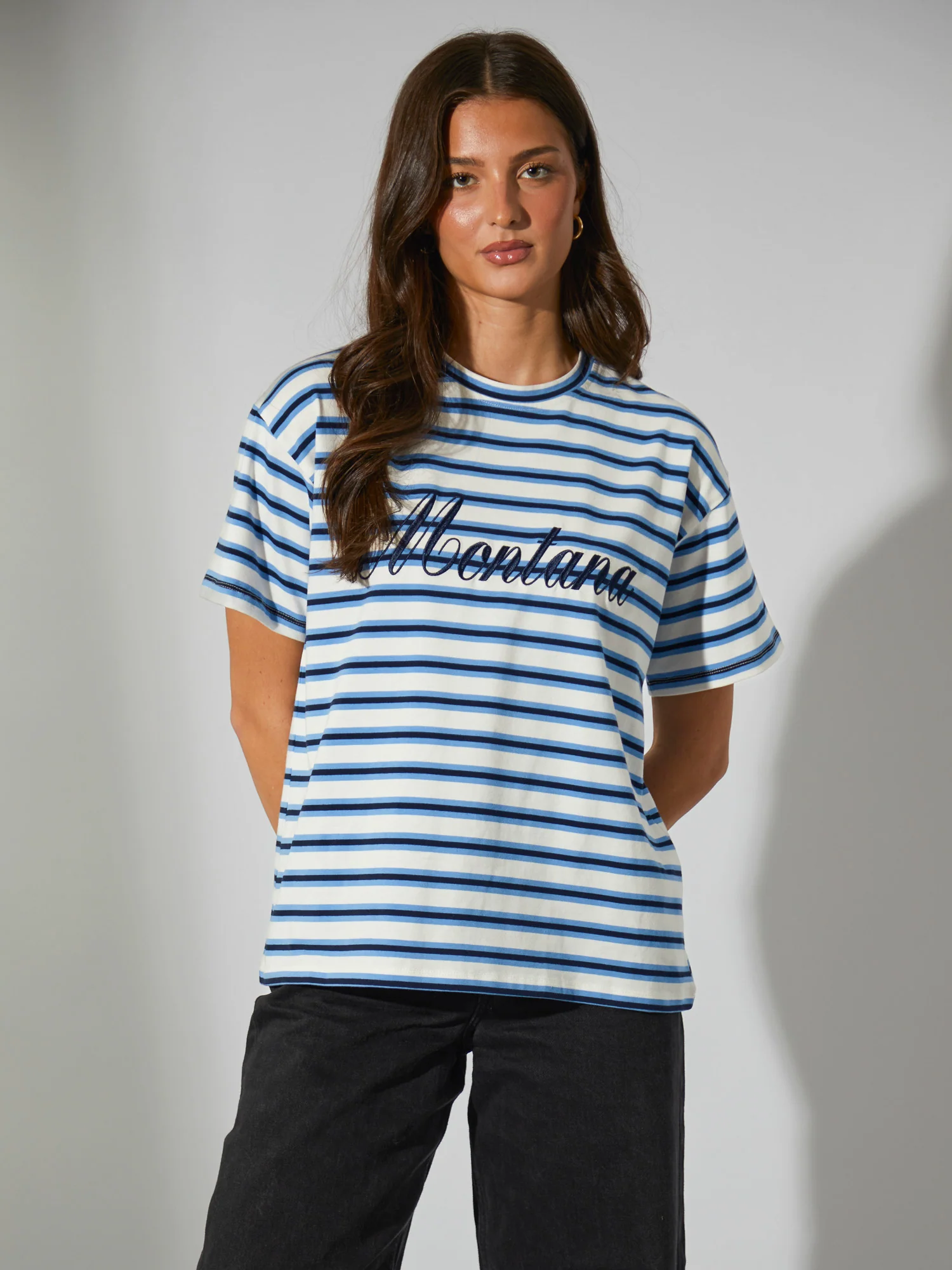 Montana Blue & White Striped Tee - Image 2
