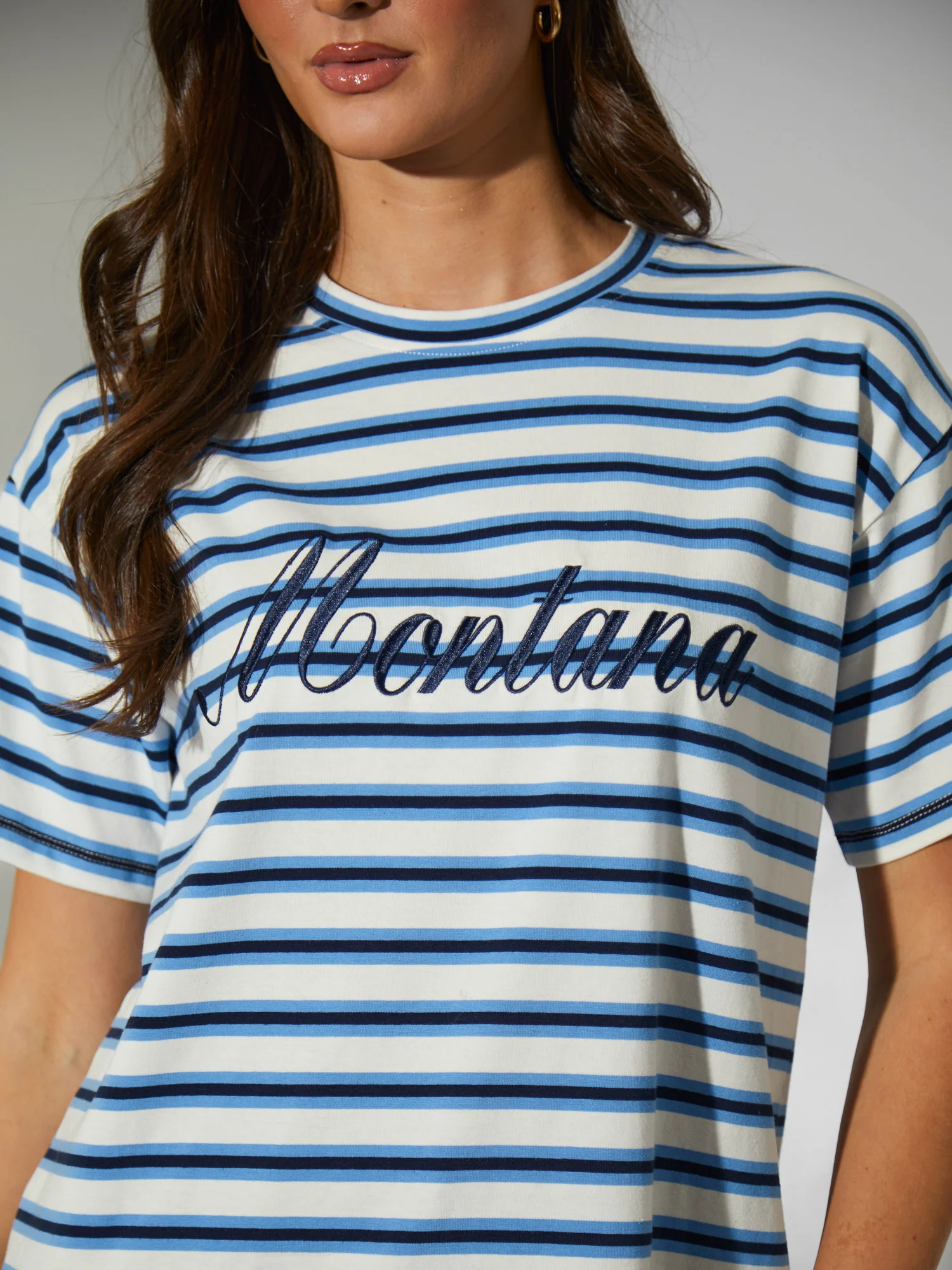 Montana Blue & White Striped Tee - Image 4