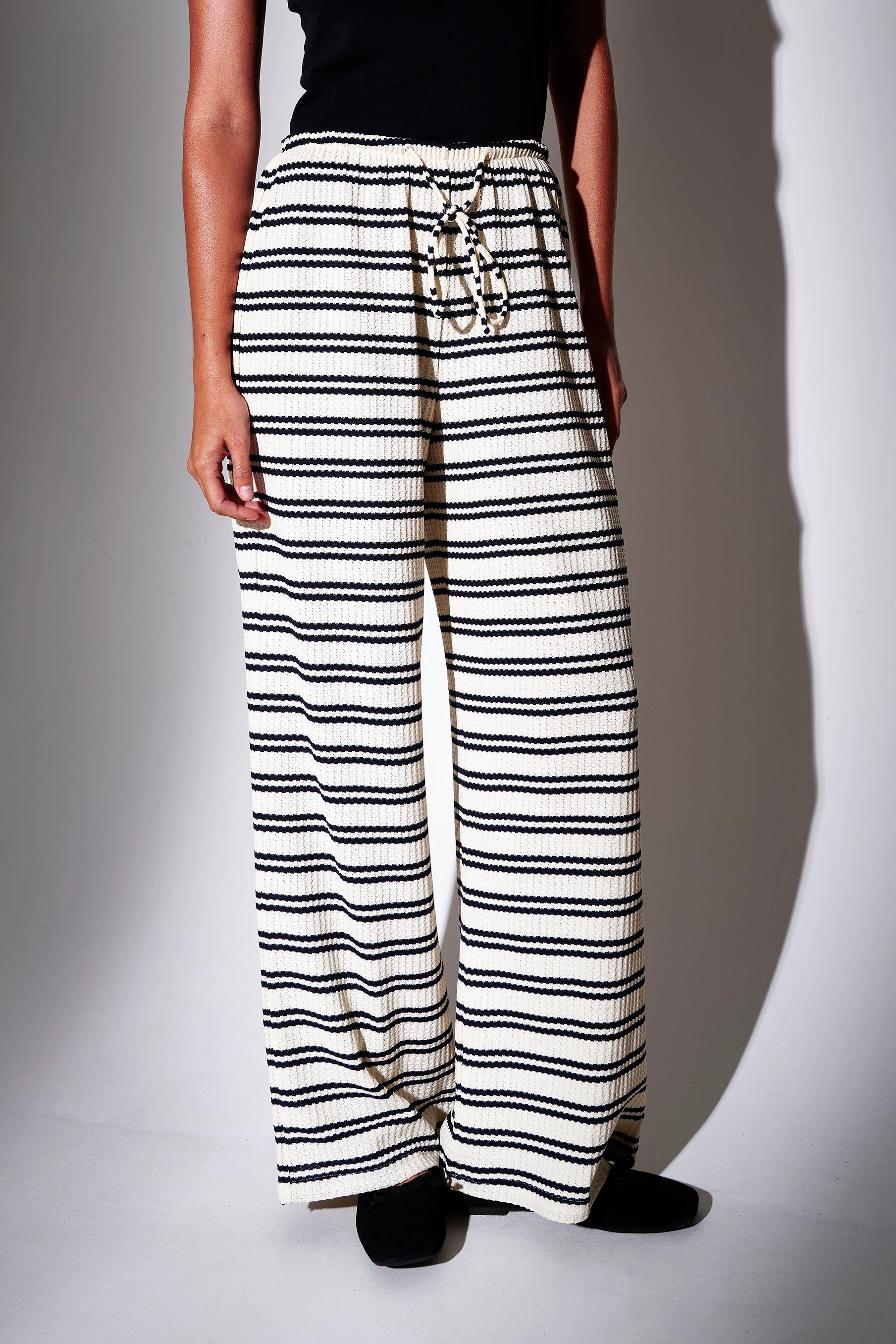 Laze Waffle Trousers in Navy - Image 3