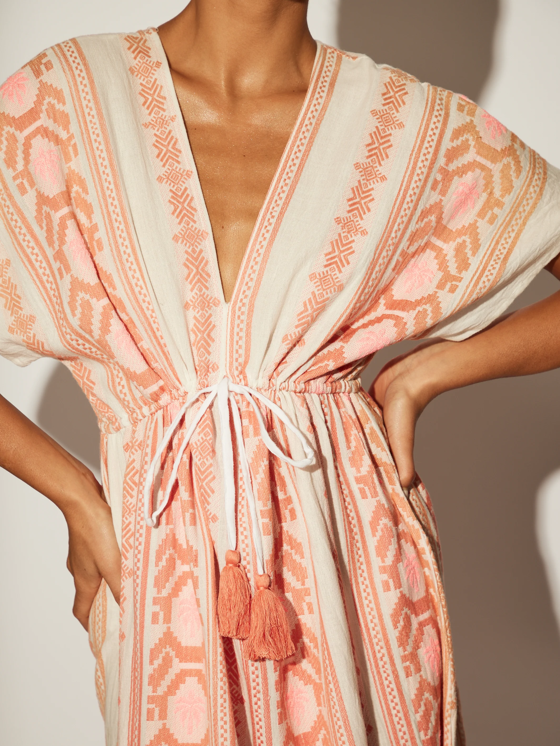 Bohemian Pink Jacquard Maxi Dress - Image 2