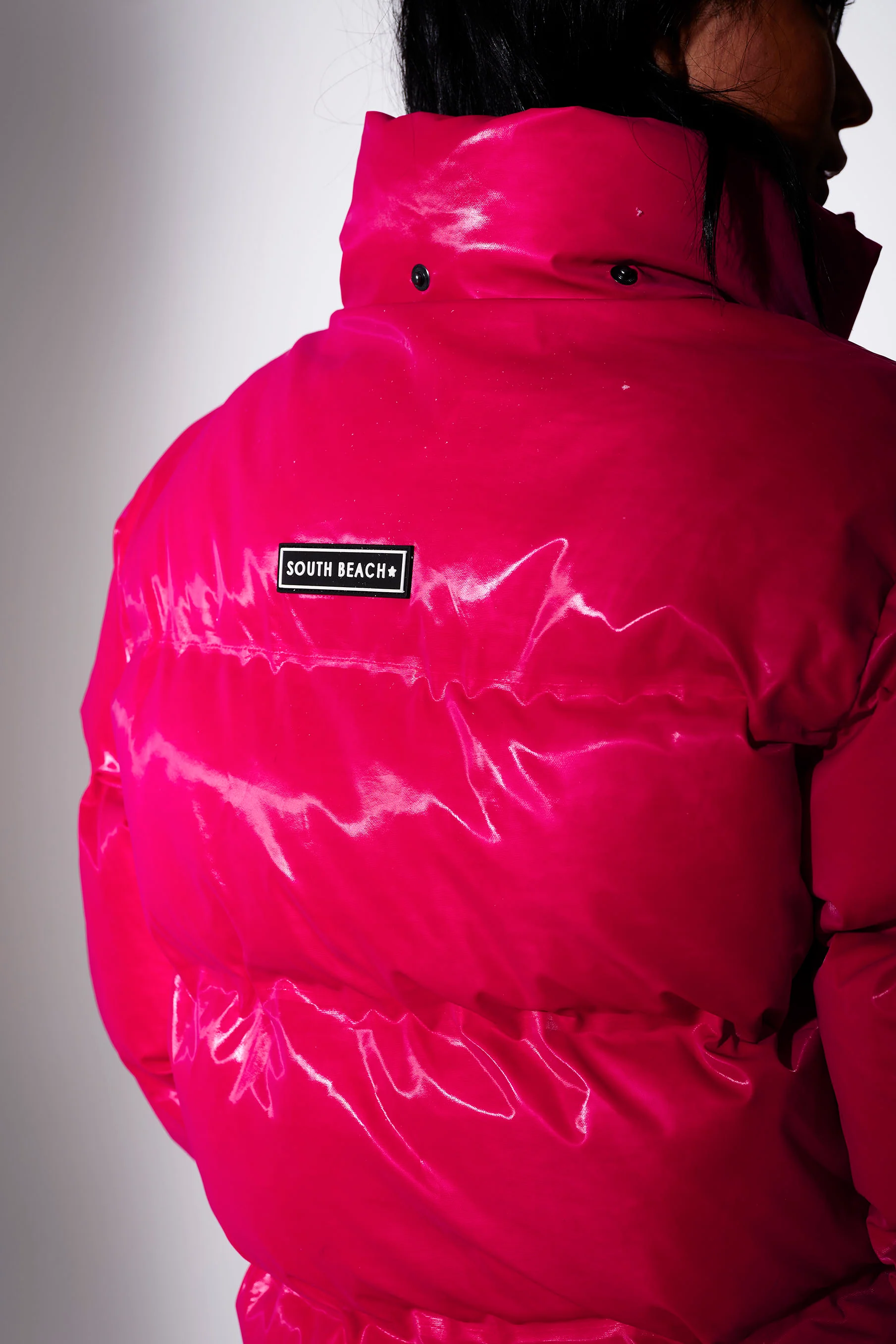 Chalet Padded Jacket in Bright Pink - Image 4