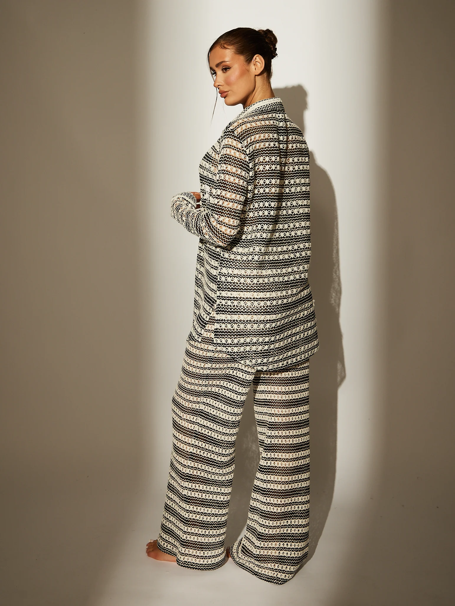 Praya Beach Trousers in Monochrome Crochet - Image 4