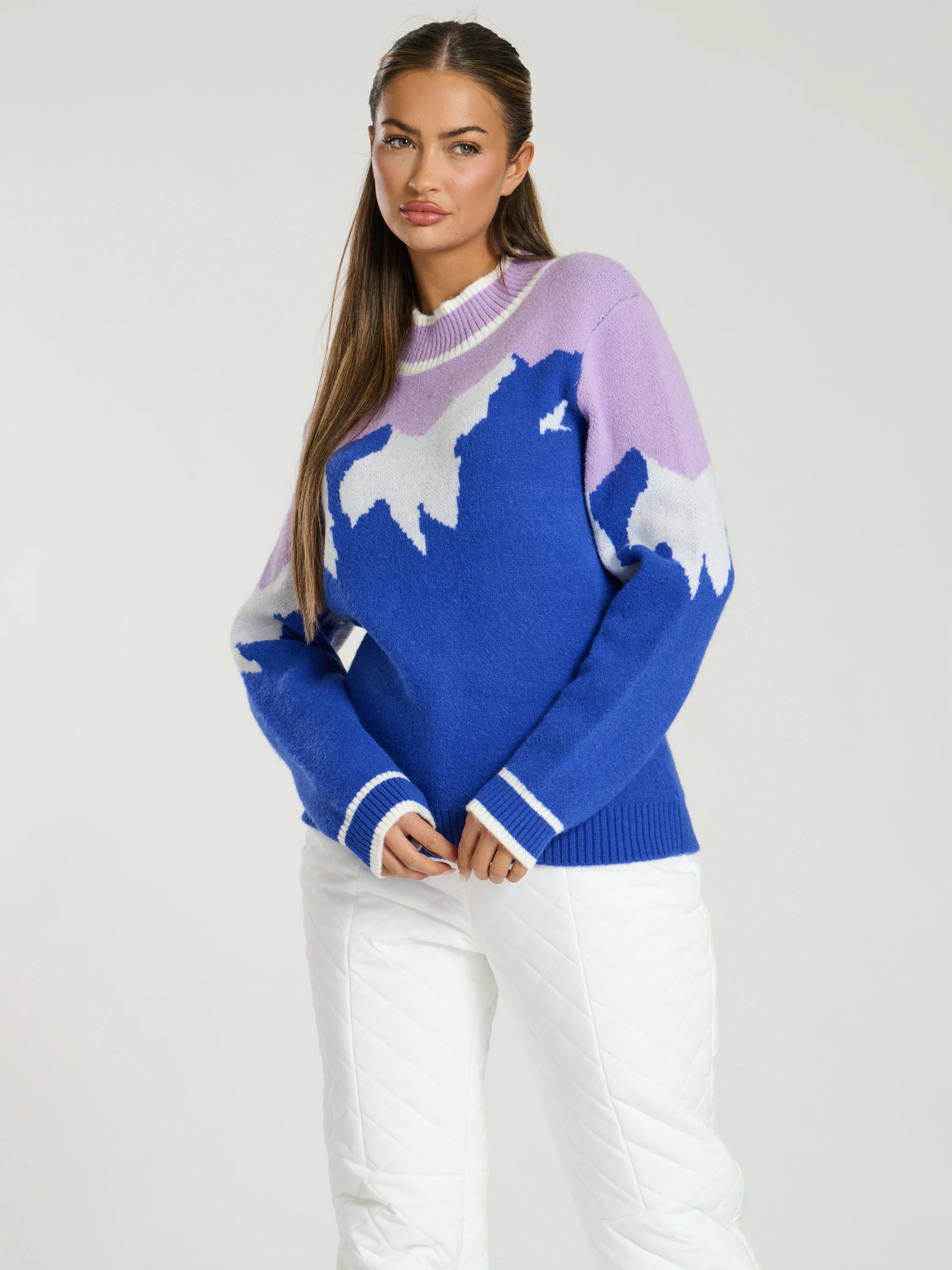 Lodge Peak Knitted Jumper in Blue - Image 2