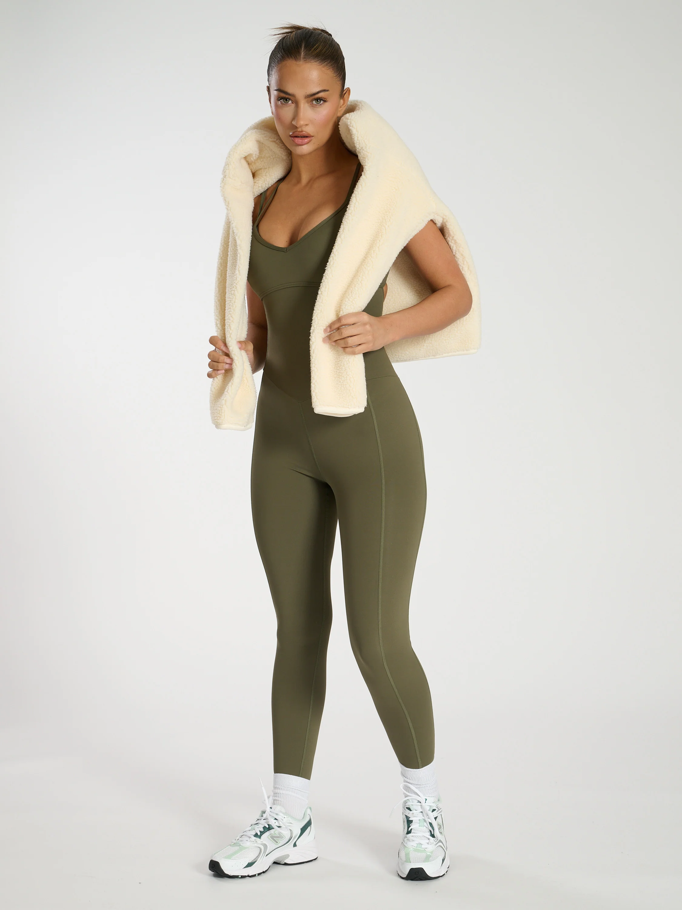 Contour Strappy Unitard in Khaki - Image 3