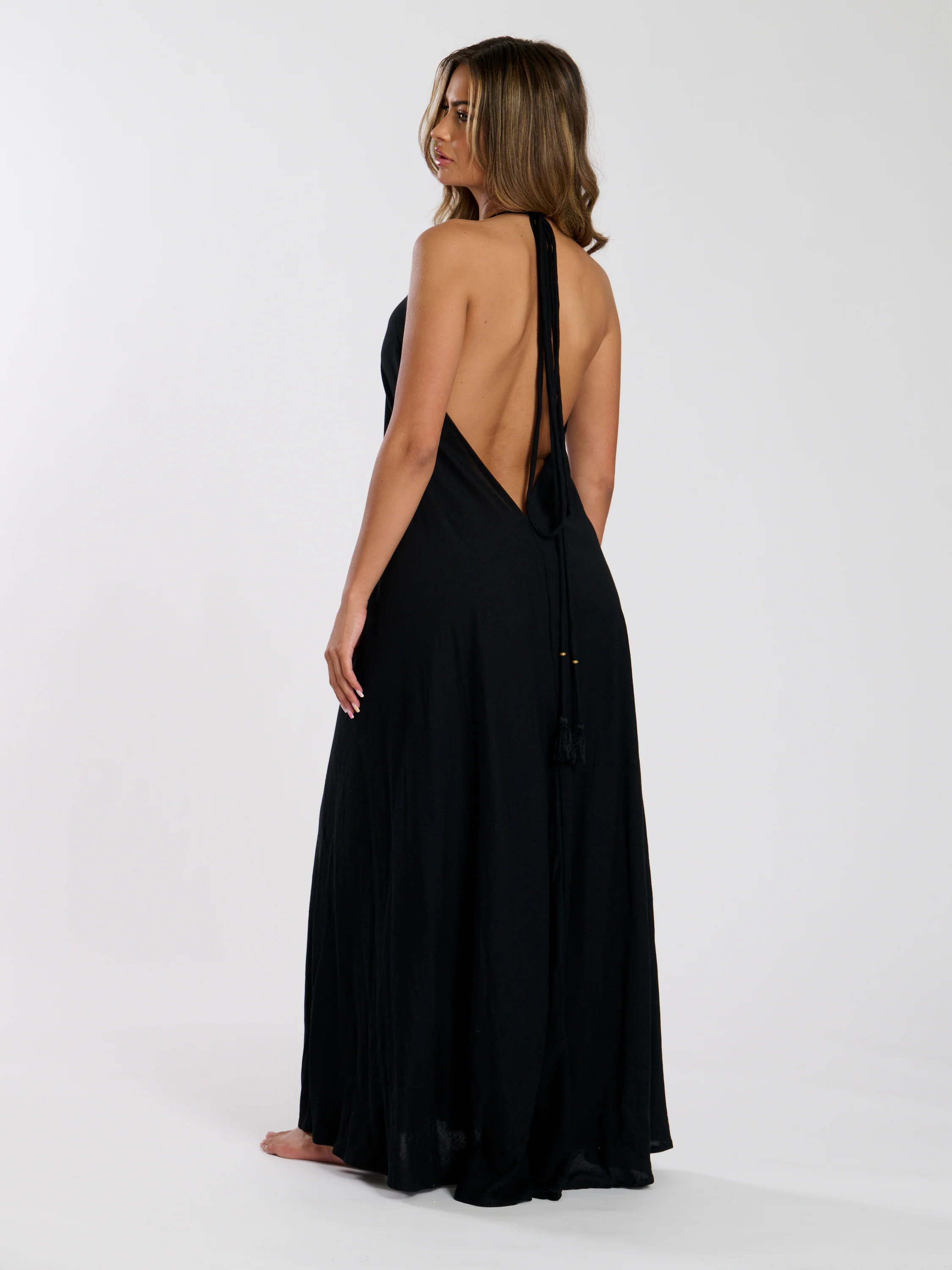 Monument Sequin Plunge Maxi Dress in Black - Image 4