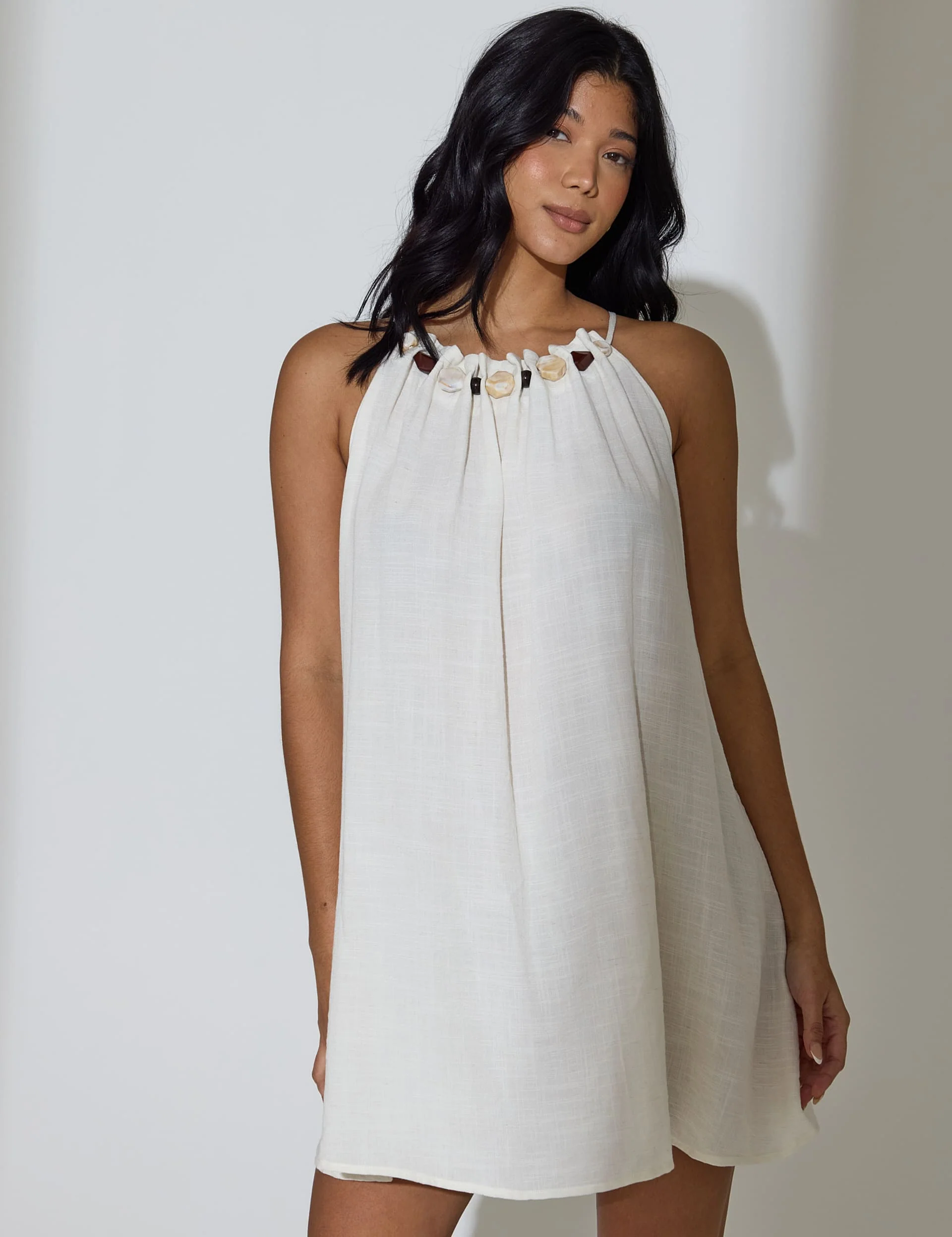 Sierra Flowy Mini Dress in White - Image 2
