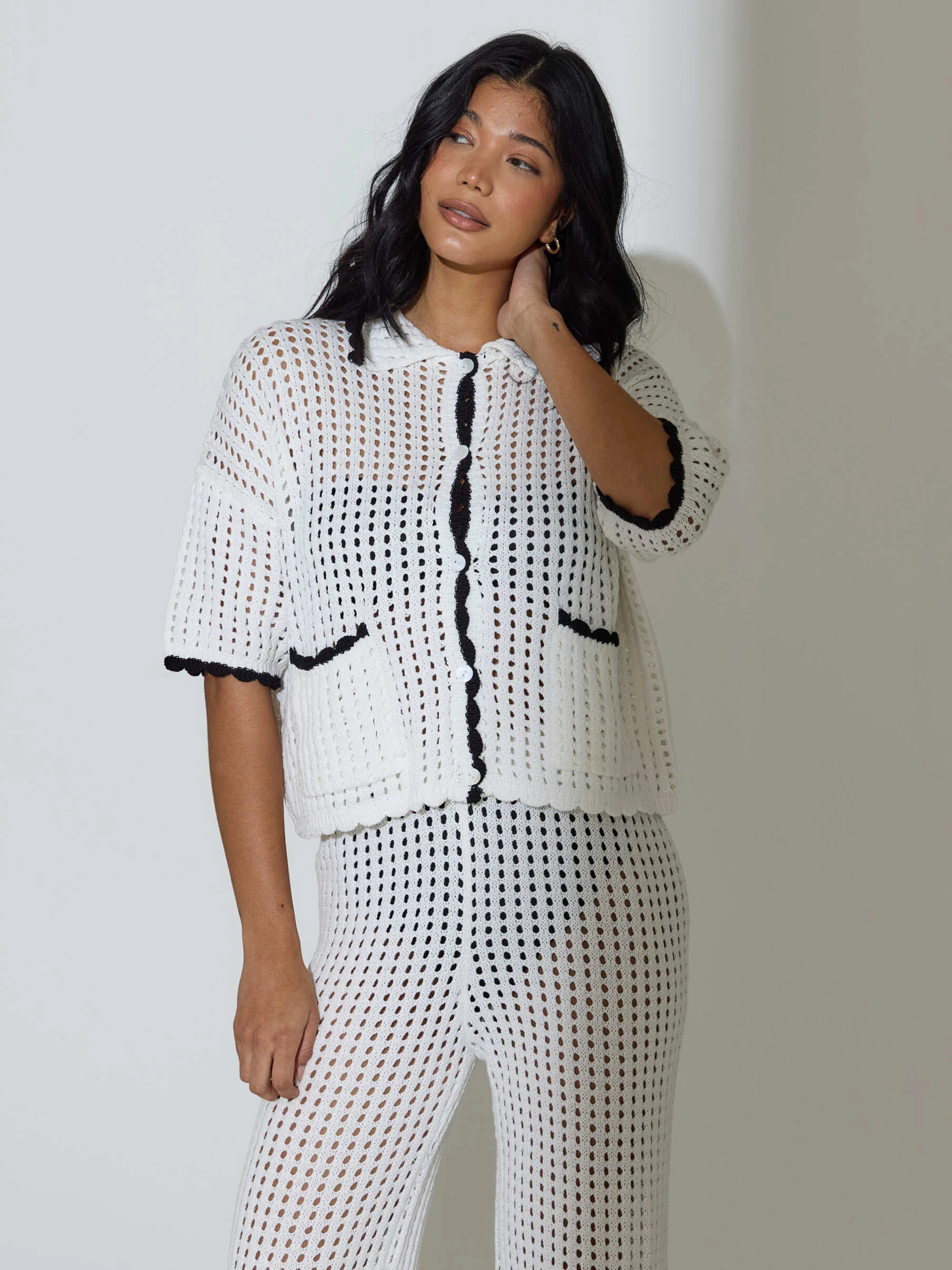Cabo Crochet Wide Leg Trousers in White - Image 4