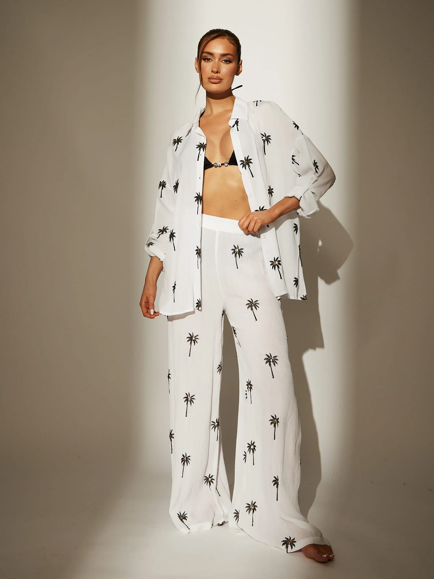 Flow White Embroidered Beach Pant - Image 2