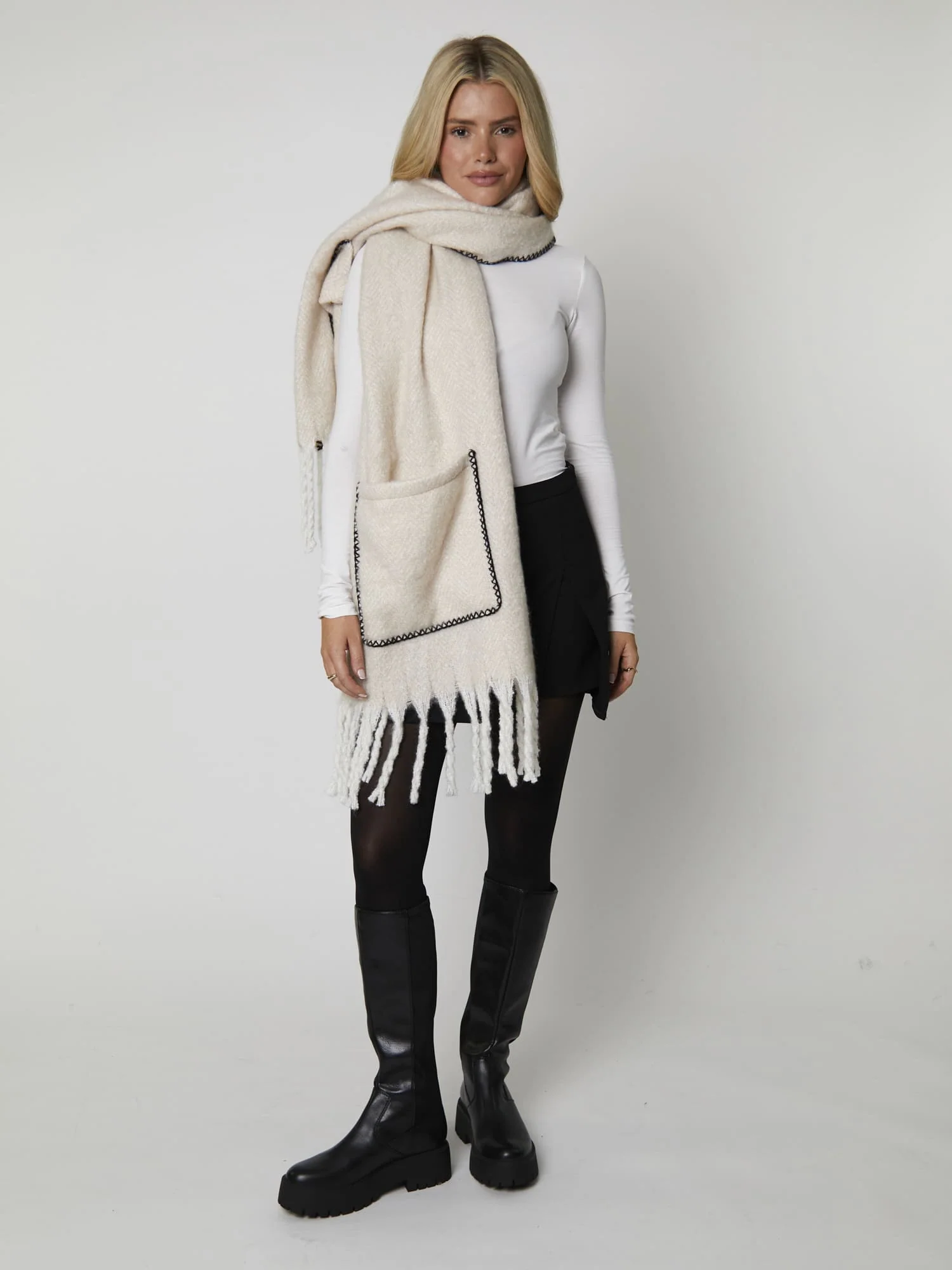 Pocket Scarf in White - Image 3