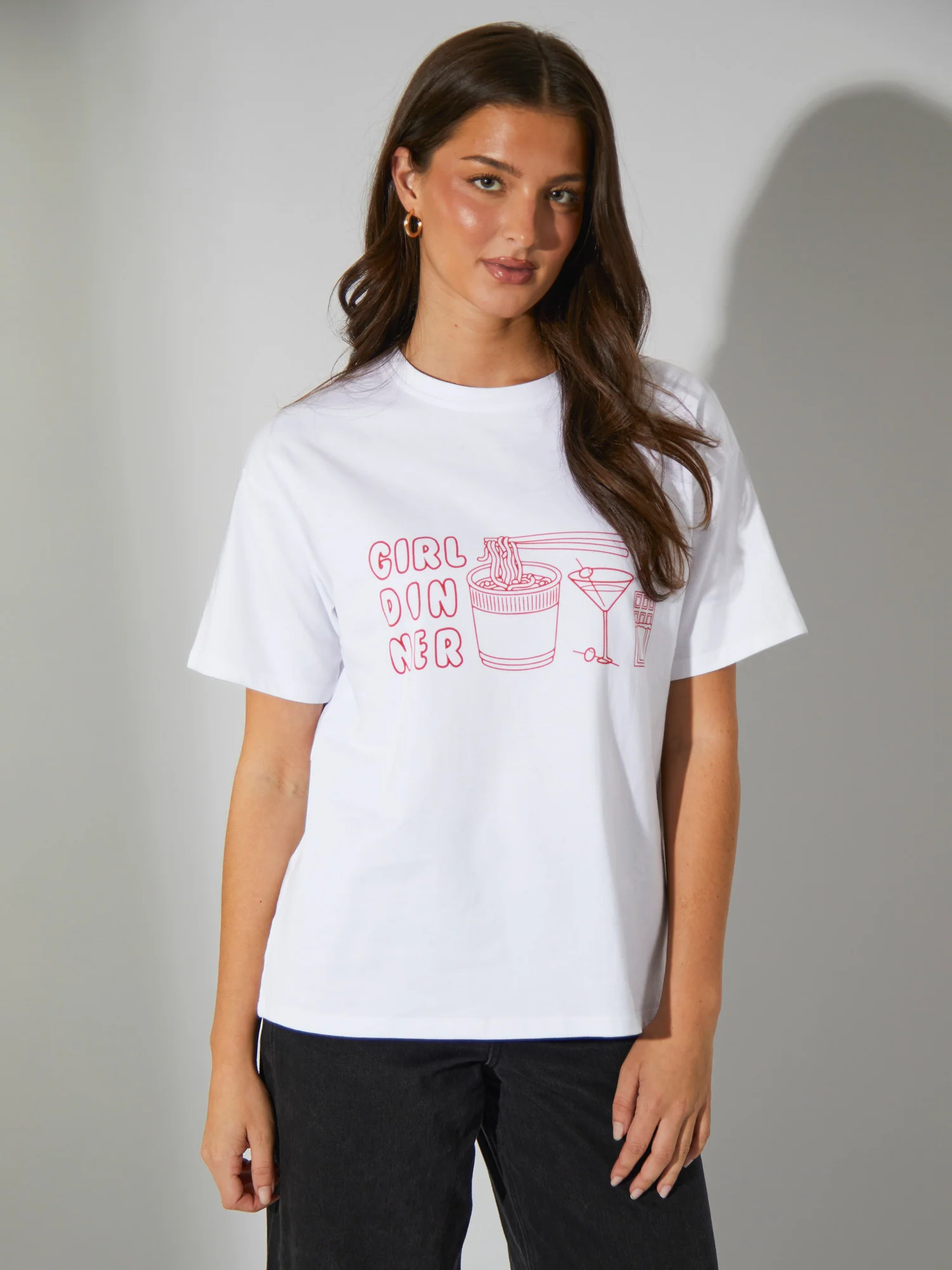 Girl Dinner Graphic Tee in White - Image 3