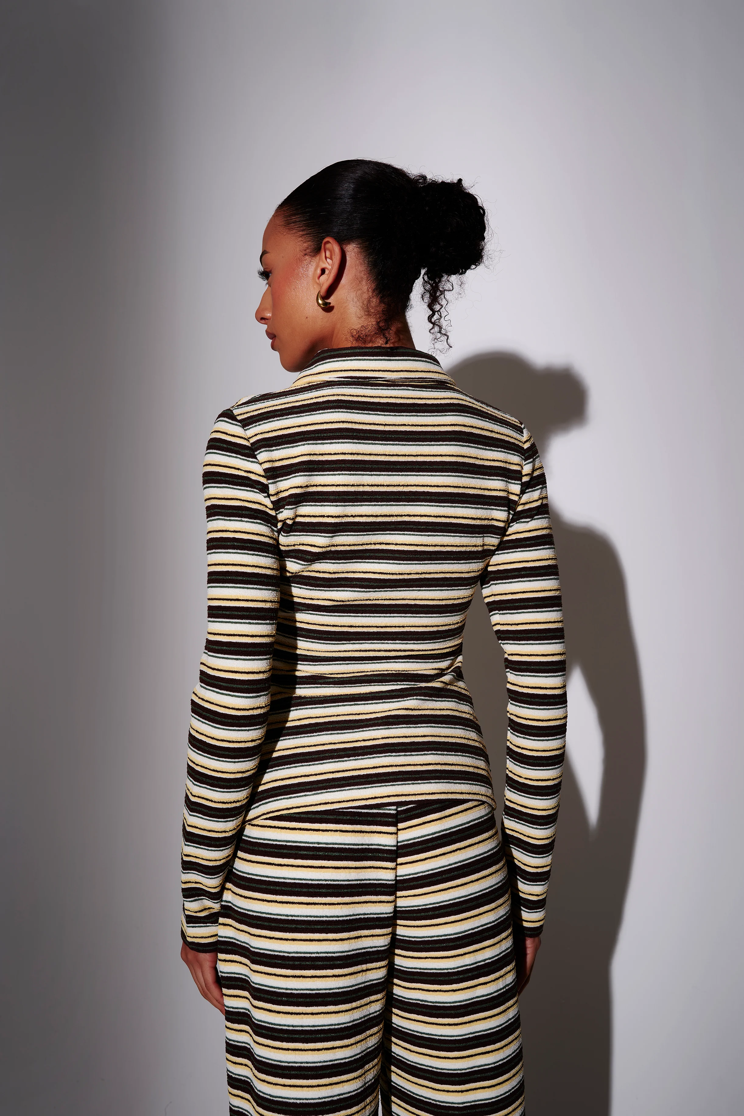Nova Zip-Up Towelling Shirt in Yellow - Image 2