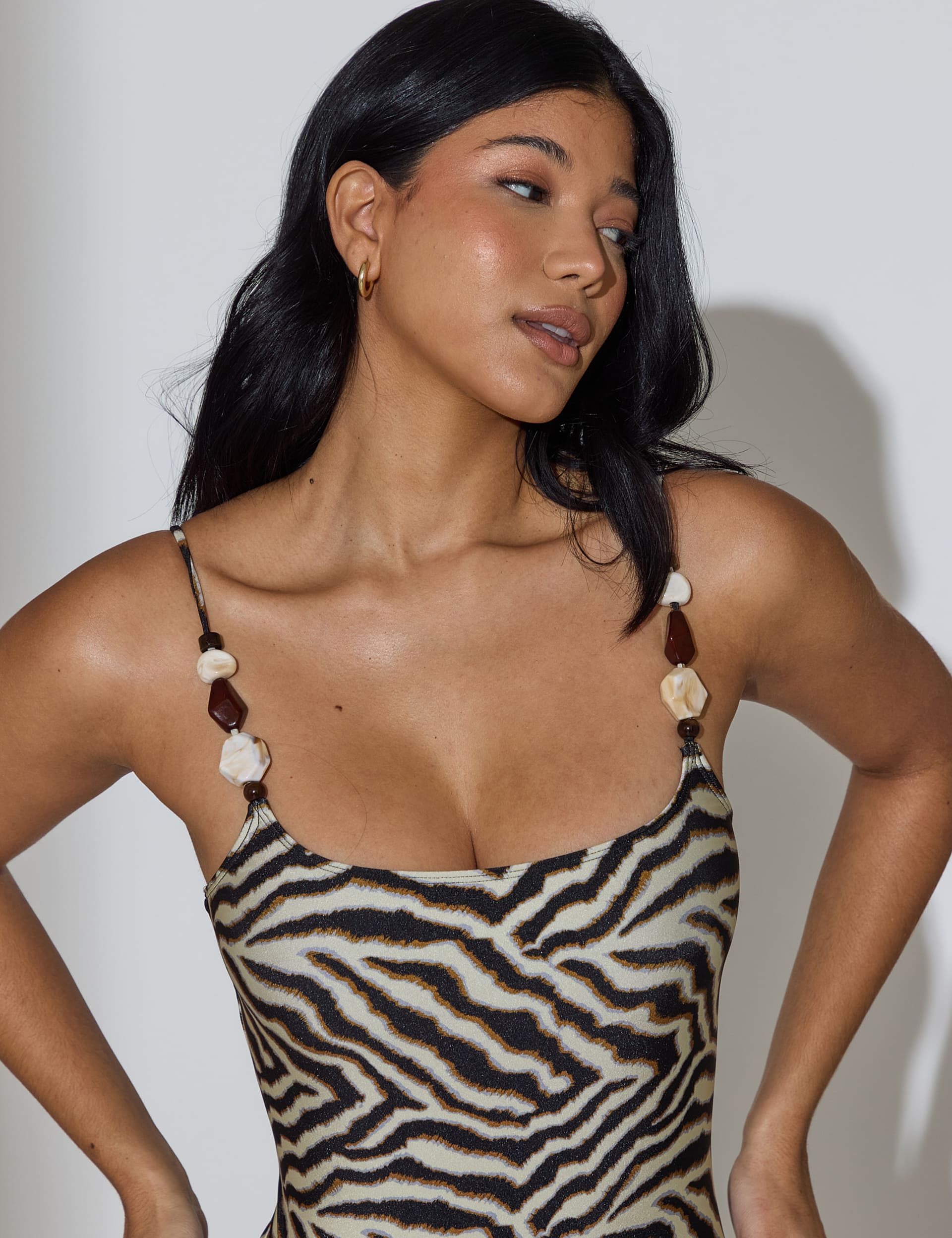 Lagoon Beaded Swimsuit in Zebra - Image 5